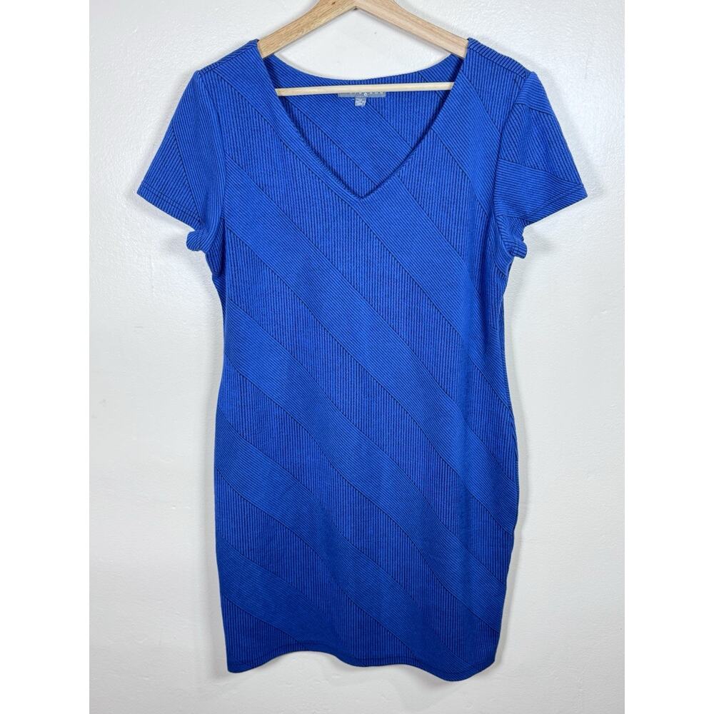 Sharagano Womens Dress Royal Blue Sheath Short Sleeve Stretch Career Business 14